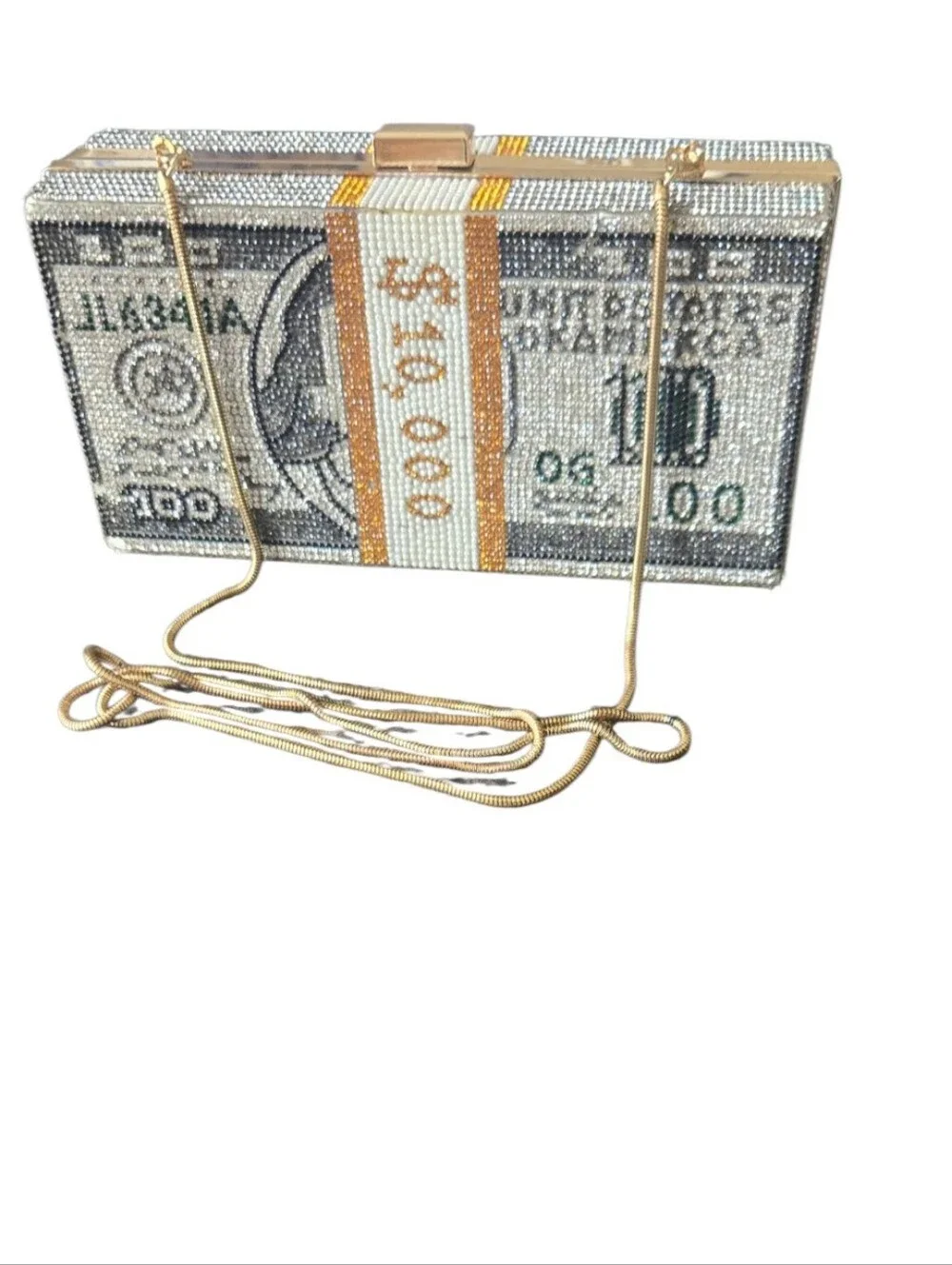 Sparkling Rhinestone $10k Money Stack Clutch Purse